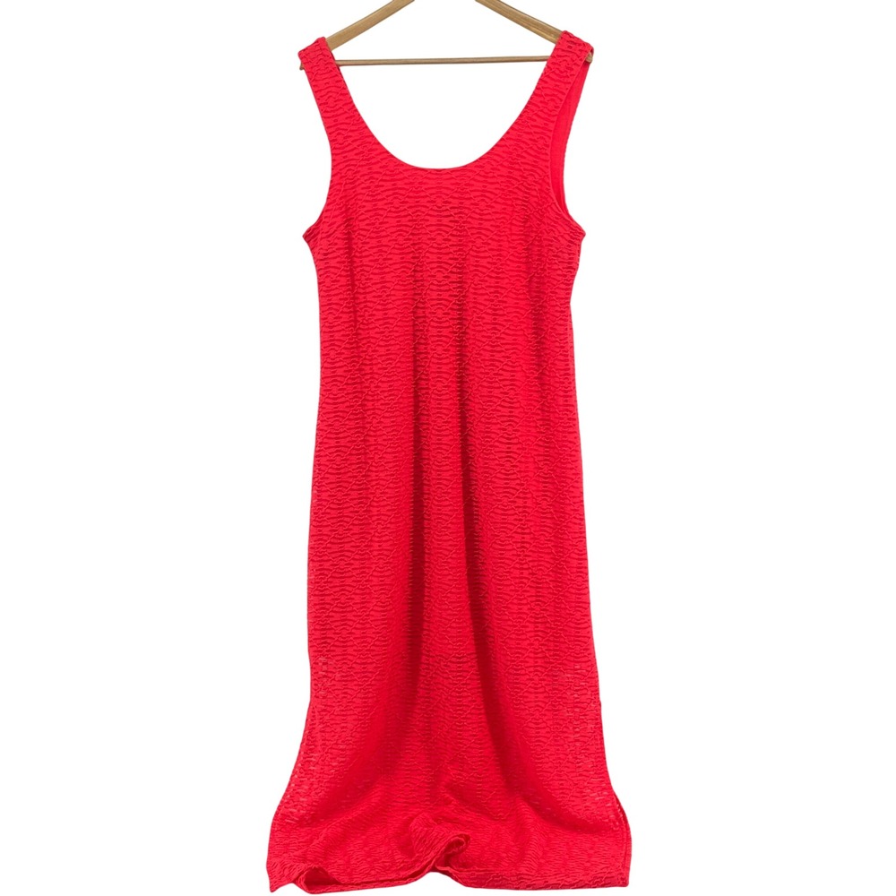 NWT Apt 9 Women's Coral Textured Knit Maxi Dress Size L Festival Vacation Lined
